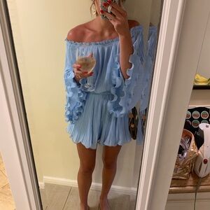 Pleated off the shoulder romper